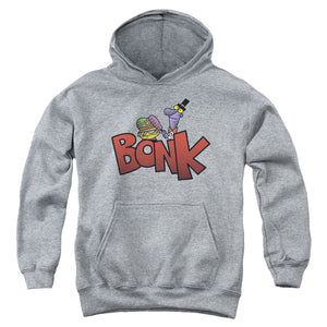 AN OFFCIALLY LICENSED DEXTERS LABORATORY BONK YOUTH HOODIE ATHLETIC HEATHER