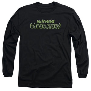 AN OFFCIALLY LICENSED DEXTERS LABORATORY DEXTERS LOGO MEN'S LONG SLEEVE T-SHIRT BLACK