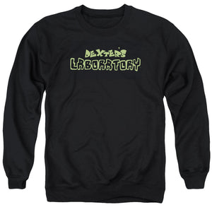 AN OFFCIALLY LICENSED DEXTERS LABORATORY DEXTERS LOGO ADULT UNISEX CREWNECK SWEATSHIRT BLACK