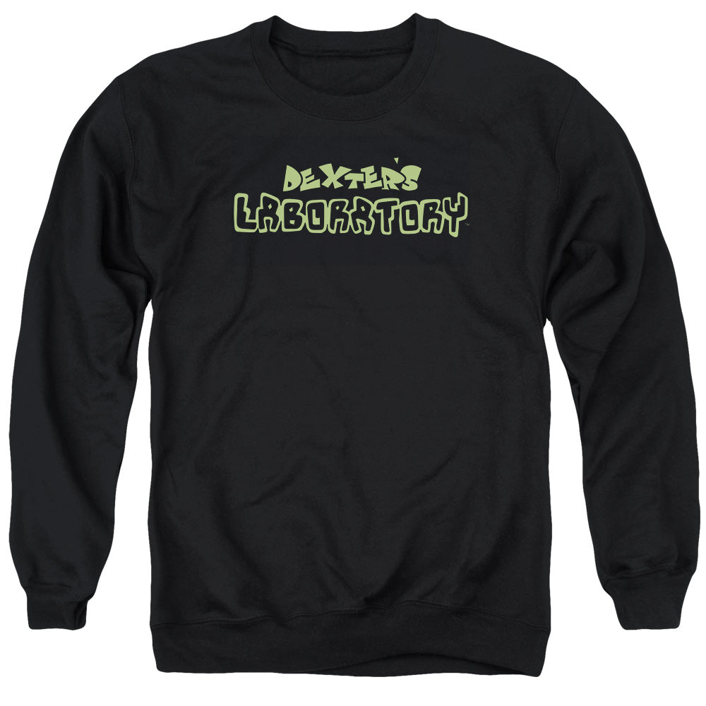 AN OFFCIALLY LICENSED DEXTERS LABORATORY DEXTERS LOGO ADULT UNISEX CREWNECK SWEATSHIRT BLACK
