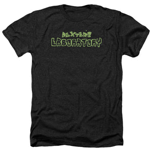 AN OFFCIALLY LICENSED DEXTERS LABORATORY DEXTERS LOGO MEN'S HEATHER T-SHIRT CHARCOAL