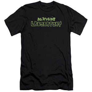 AN OFFCIALLY LICENSED DEXTERS LABORATORY DEXTERS LOGO MEN'S PREMIUM SLIM FIT T-SHIRT BLACK