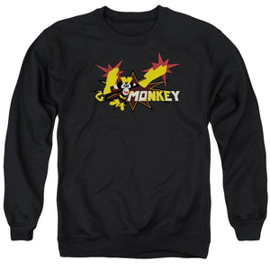 AN OFFCIALLY LICENSED DEXTERSS LABORATORY MONKEY ADULT UNISEX CREWNECK SWEATSHIRT BLACK