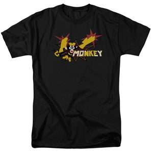 AN OFFCIALLY LICENSED DEXTERSS LABORATORY MONKEY MEN'S REGULAR FIT T-SHIRT BLACK