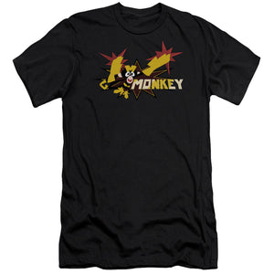 AN OFFCIALLY LICENSED DEXTERSS LABORATORY MONKEY MEN'S PREMIUM SLIM FIT T-SHIRT BLACK