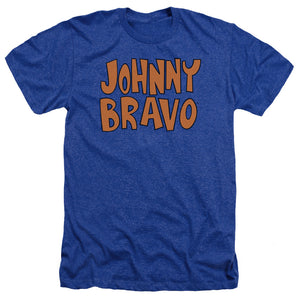AN OFFCIALLY LICENSED JOHNNY BRAVO JB LOGO MEN'S HEATHER T-SHIRT ROYAL