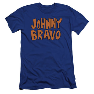 AN OFFCIALLY LICENSED JOHNNY BRAVO JB LOGO MEN'S PREMIUM SLIM FIT T-SHIRT ROYAL