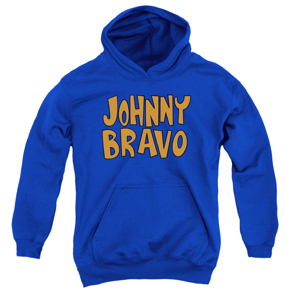 AN OFFCIALLY LICENSED JOHNNY BRAVO JB LOGO YOUTH HOODIE ROYAL