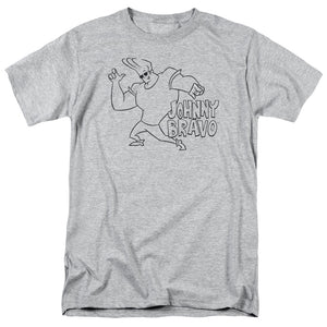 AN OFFCIALLY LICENSED JOHNNY BRAVO JB LINE ART MEN'S REGULAR FIT T-SHIRT ATHLETIC HEATHER