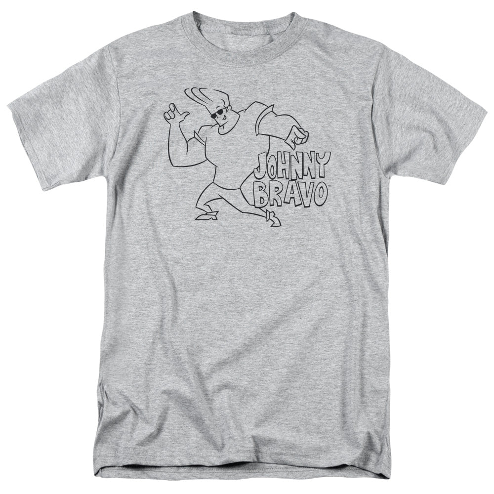 AN OFFCIALLY LICENSED JOHNNY BRAVO JB LINE ART MEN'S REGULAR FIT T-SHIRT ATHLETIC HEATHER