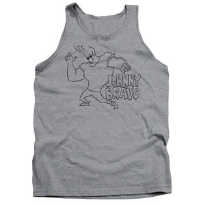AN OFFCIALLY LICENSED JOHNNY BRAVO JB LINE ART ADULT UNISEX TANK TOP ATHLETIC HEATHER