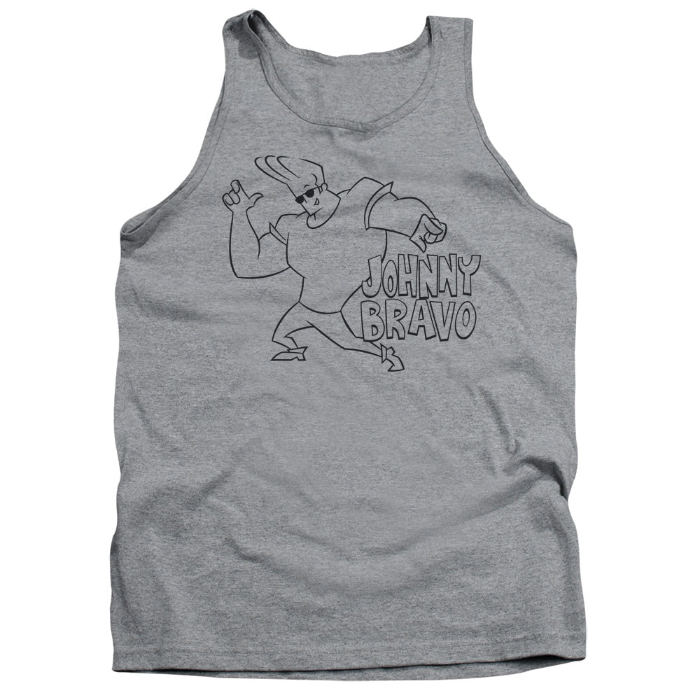 AN OFFCIALLY LICENSED JOHNNY BRAVO JB LINE ART ADULT UNISEX TANK TOP ATHLETIC HEATHER
