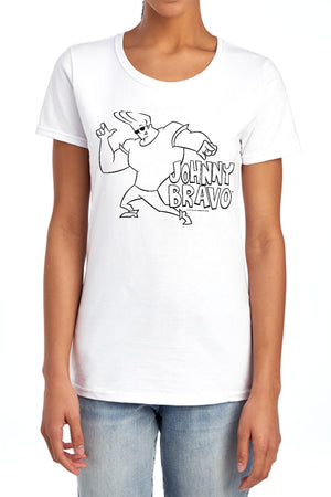 AN OFFCIALLY LICENSED JOHNNY BRAVO JB LINE ART WOMEN'S REGULAR FIT T-SHIRT ATHLETIC HEATHER