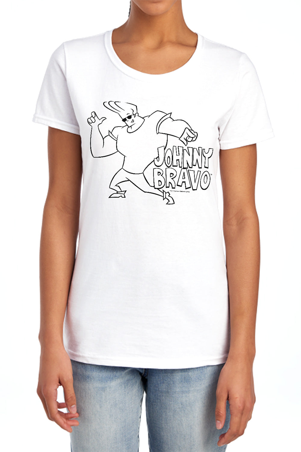 AN OFFCIALLY LICENSED JOHNNY BRAVO JB LINE ART WOMEN'S REGULAR FIT T-SHIRT ATHLETIC HEATHER