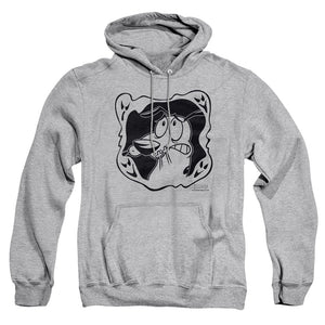 AN OFFCIALLY LICENSED COURAGE THE COWARDLY DOG GHOST FRAME ADULT UNISEX PULLOVER HOODIE ATHLETIC HEATHER