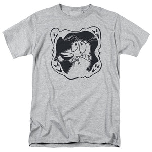 AN OFFCIALLY LICENSED COURAGE THE COWARDLY DOG GHOST FRAME MEN'S REGULAR FIT T-SHIRT ATHLETIC HEATHER