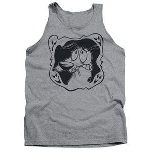 AN OFFCIALLY LICENSED COURAGE THE COWARDLY DOG GHOST FRAME ADULT UNISEX TANK TOP ATHLETIC HEATHER