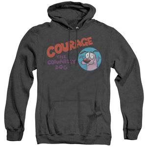 AN OFFCIALLY LICENSED COURAGE THE COWARDLY DOG COURAGE LOGO ADULT UNISEX HEATHER PULLOVER HOODIE BLACK