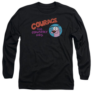 AN OFFCIALLY LICENSED COURAGE THE COWARDLY DOG COURAGE LOGO MEN'S LONG SLEEVE T-SHIRT BLACK