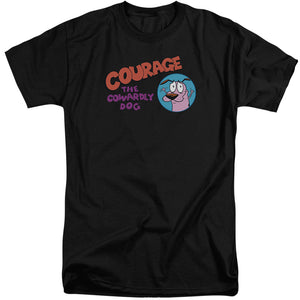 AN OFFCIALLY LICENSED COURAGE THE COWARDLY DOG COURAGE LOGO MEN'S TALL FIT T-SHIRT BLACK