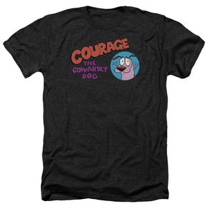 AN OFFCIALLY LICENSED COURAGE THE COWARDLY DOG COURAGE LOGO MEN'S HEATHER T-SHIRT CHARCOAL