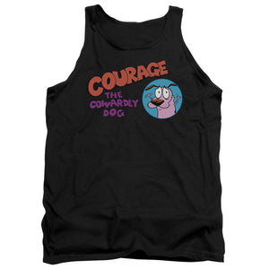 AN OFFCIALLY LICENSED COURAGE THE COWARDLY DOG COURAGE LOGO ADULT UNISEX TANK TOP BLACK