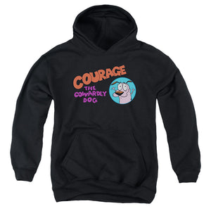 AN OFFCIALLY LICENSED COURAGE THE COWARDLY DOG COURAGE LOGO YOUTH HOODIE BLACK