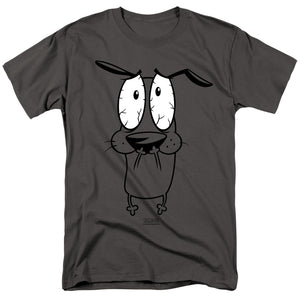 AN OFFCIALLY LICENSED COURAGE THE COWARDLY DOG SCARED MEN'S REGULAR FIT T-SHIRT CHARCOAL