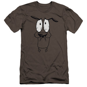 AN OFFCIALLY LICENSED COURAGE THE COWARDLY DOG SCARED MEN'S PREMIUM SLIM FIT T-SHIRT CHARCOAL