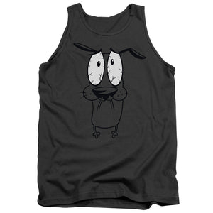AN OFFCIALLY LICENSED COURAGE THE COWARDLY DOG SCARED ADULT UNISEX TANK TOP CHARCOAL