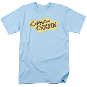 AN OFFCIALLY LICENSED COW AND CHICKEN COW CHICKEN LOGO MEN'S REGULAR FIT T-SHIRT LIGHT BLUE