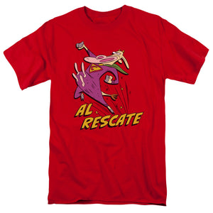 AN OFFCIALLY LICENSED COW AND CHICKEN AL RESCATE MEN'S REGULAR FIT T-SHIRT RED