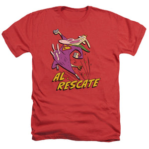 AN OFFCIALLY LICENSED COW AND CHICKEN AL RESCATE MEN'S HEATHER T-SHIRT RED