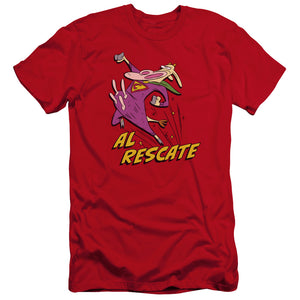 AN OFFCIALLY LICENSED COW AND CHICKEN AL RESCATE MEN'S PREMIUM SLIM FIT T-SHIRT RED