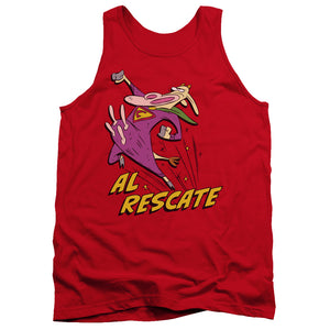 AN OFFCIALLY LICENSED COW AND CHICKEN AL RESCATE ADULT UNISEX TANK TOP RED