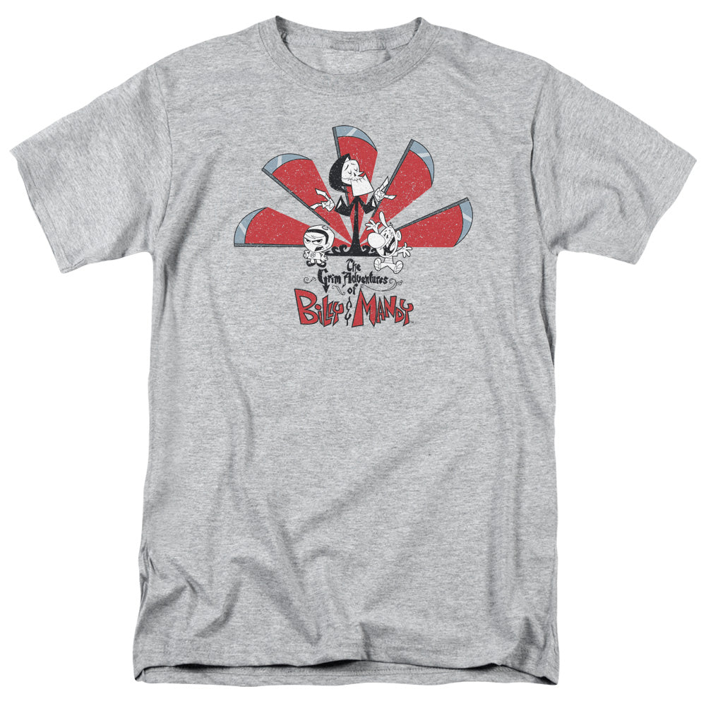 AN OFFCIALLY LICENSED GRIM ADVENTURES OF BILLY AND MANDY GRIM ADVENTURES MEN'S REGULAR FIT T-SHIRT ATHLETIC HEATHER