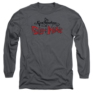 AN OFFCIALLY LICENSED GRIM ADVENTURES OF BILLY AND MANDY GRIM LOGO MEN'S LONG SLEEVE T-SHIRT CHARCOAL