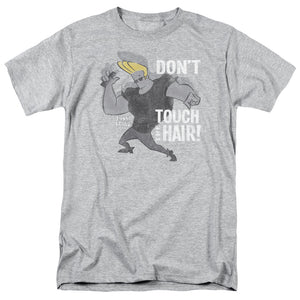 AN OFFCIALLY LICENSED JOHNNY BRAVO HAIR MEN'S REGULAR FIT T-SHIRT ATHLETIC HEATHER