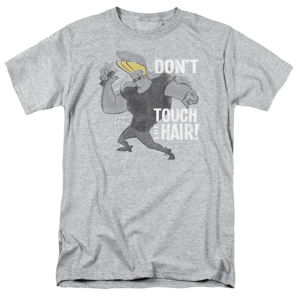 AN OFFCIALLY LICENSED JOHNNY BRAVO HAIR MEN'S REGULAR FIT T-SHIRT ATHLETIC HEATHER