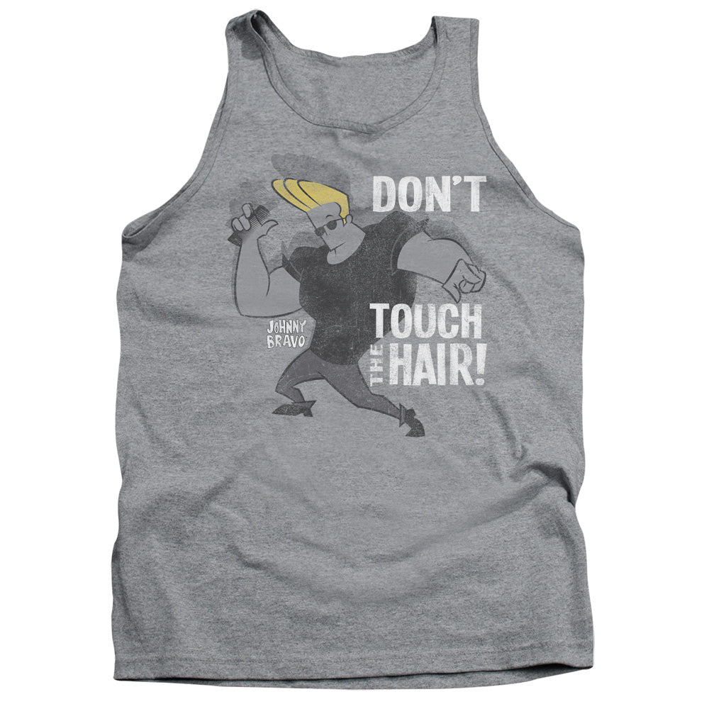 AN OFFCIALLY LICENSED JOHNNY BRAVO HAIR ADULT UNISEX TANK TOP ATHLETIC HEATHER