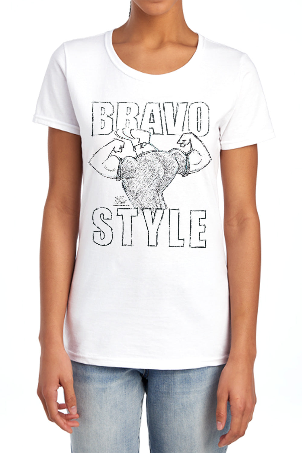 AN OFFCIALLY LICENSED JOHNNY BRAVO BRAVO STYLE WOMEN'S REGULAR FIT T-SHIRT WHITE
