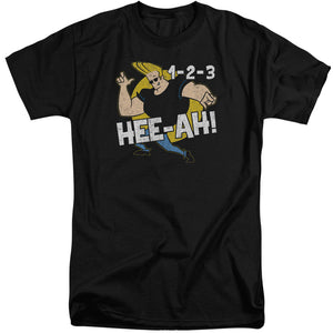 AN OFFCIALLY LICENSED JOHNNY BRAVO 123 MEN'S TALL FIT T-SHIRT BLACK