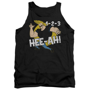 AN OFFCIALLY LICENSED JOHNNY BRAVO 123 ADULT UNISEX TANK TOP BLACK