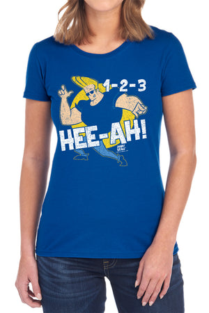 AN OFFCIALLY LICENSED JOHNNY BRAVO 123 WOMEN'S REGULAR FIT T-SHIRT BLACK