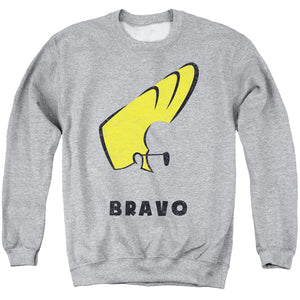 AN OFFCIALLY LICENSED JOHNNY BRAVO JOHNNY HAIR ADULT UNISEX CREWNECK SWEATSHIRT ATHLETIC HEATHER