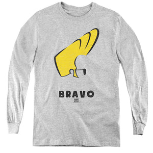 AN OFFCIALLY LICENSED JOHNNY BRAVO JOHNNY HAIR YOUTH LONG SLEEVE T-SHIRT ATHLETIC HEATHER