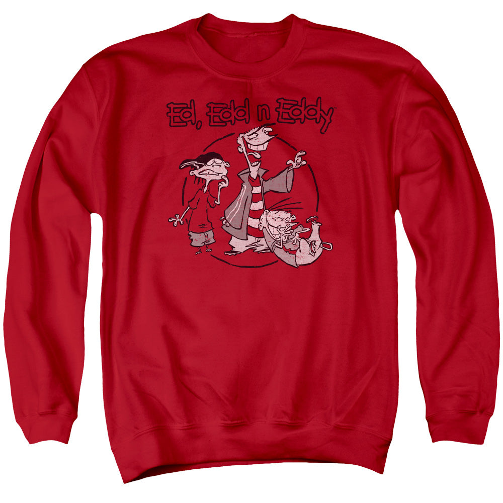 AN OFFCIALLY LICENSED ED EDD N EDDY GANG ADULT UNISEX CREWNECK SWEATSHIRT RED