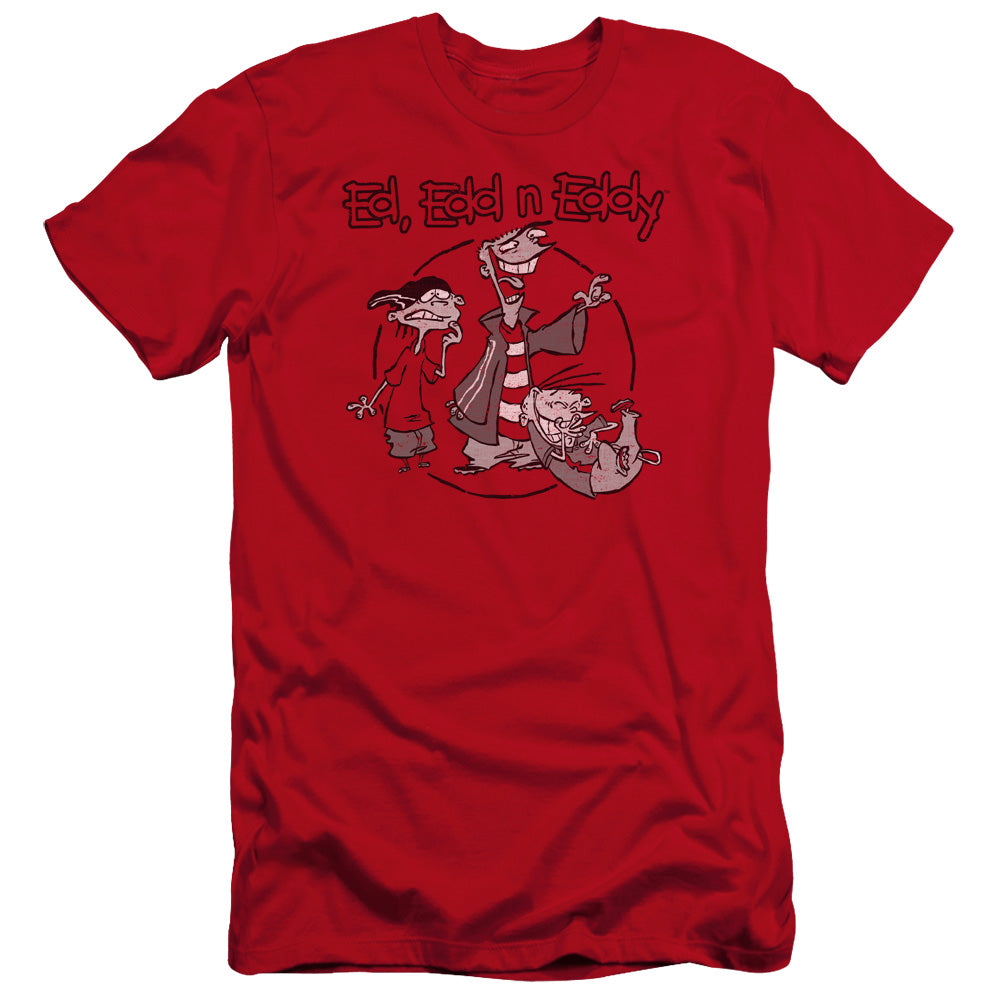 AN OFFCIALLY LICENSED ED EDD N EDDY GANG MEN'S PREMIUM SLIM FIT T-SHIRT RED