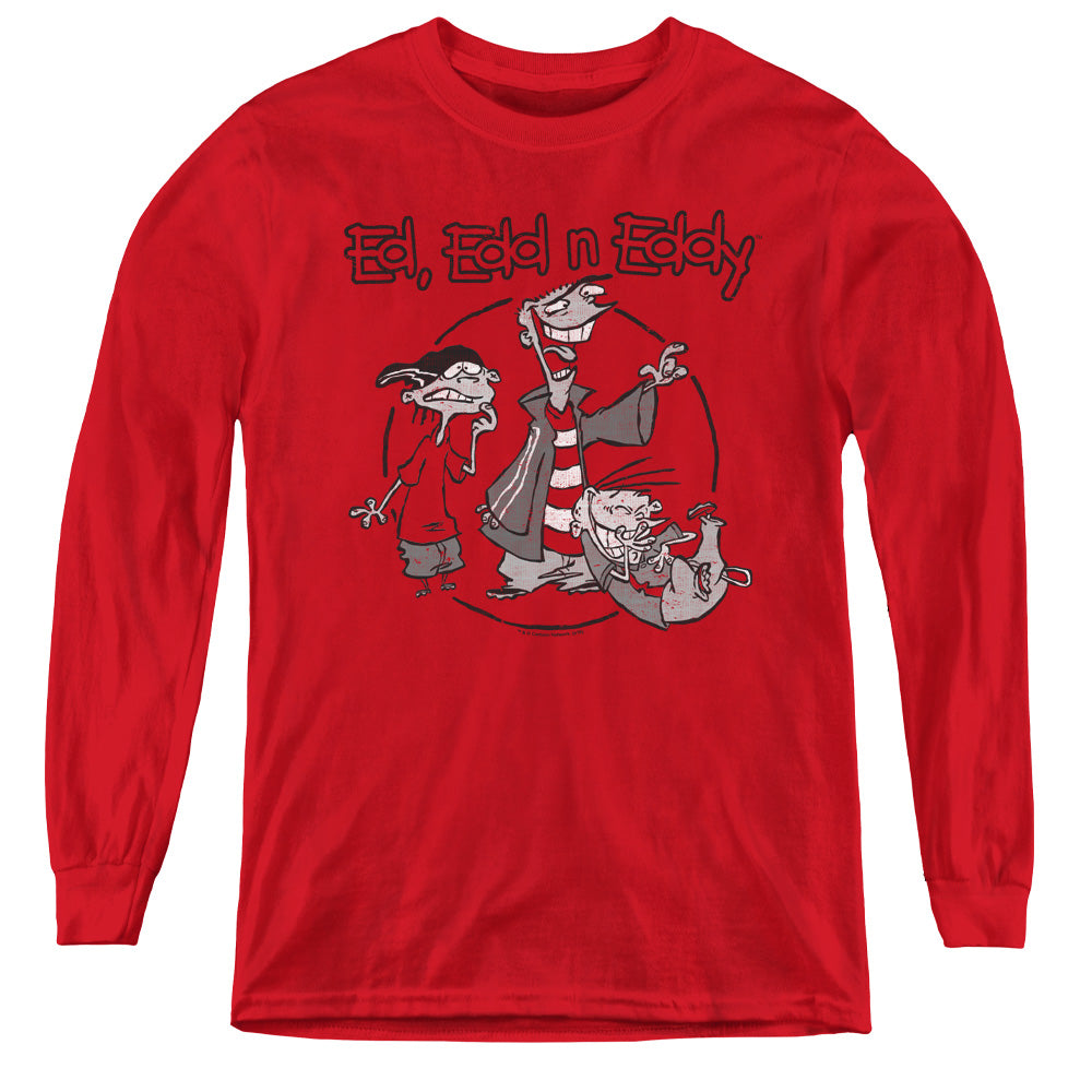 AN OFFCIALLY LICENSED ED EDD N EDDY GANG YOUTH LONG SLEEVE T-SHIRT RED