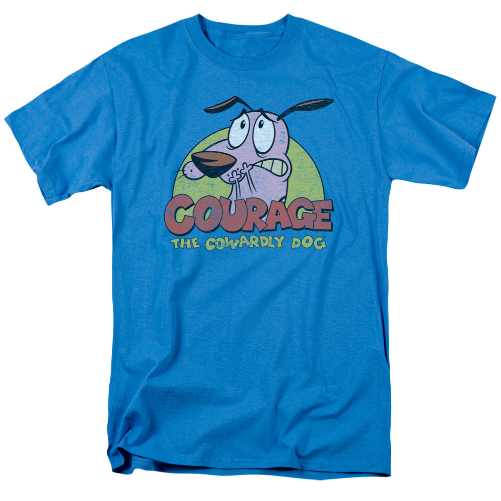 AN OFFCIALLY LICENSED COURAGE THE COWARDLY DOG COLORFUL COURAGE MEN'S REGULAR FIT T-SHIRT TURQUOISE